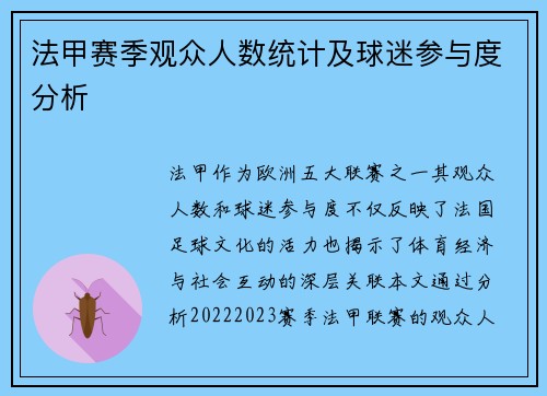 法甲赛季观众人数统计及球迷参与度分析